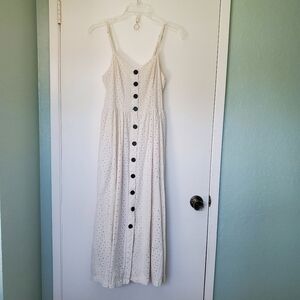 Urban Outfitters Abbie Eyelet Cream Button-Down Midi Dress S/P Cottagcore